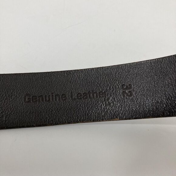 Timberland Leather Belt Mens 32 Brown Antique Brass Buckle Tree Logo Casual - Picture 4 of 14